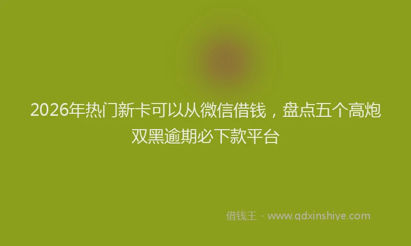 2026年热门新卡可以从微信借钱，盘点五个高炮双黑逾期必下款平台