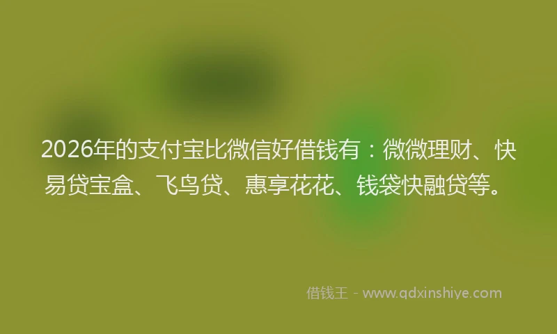 2026年的支付宝比微信好借钱有：微微理财、快易贷宝盒、飞鸟贷、惠享花花、钱袋快融贷等。