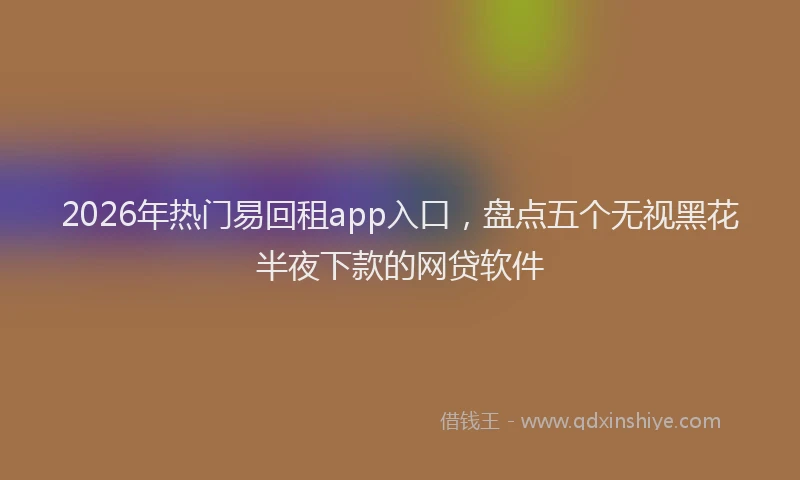 2026年热门易回租app入口，盘点五个无视黑花半夜下款的网贷软件