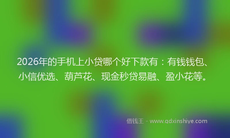 2026年的手机上小贷哪个好下款有：有钱钱包、小信优选、葫芦花、现金秒贷易融、盈小花等。