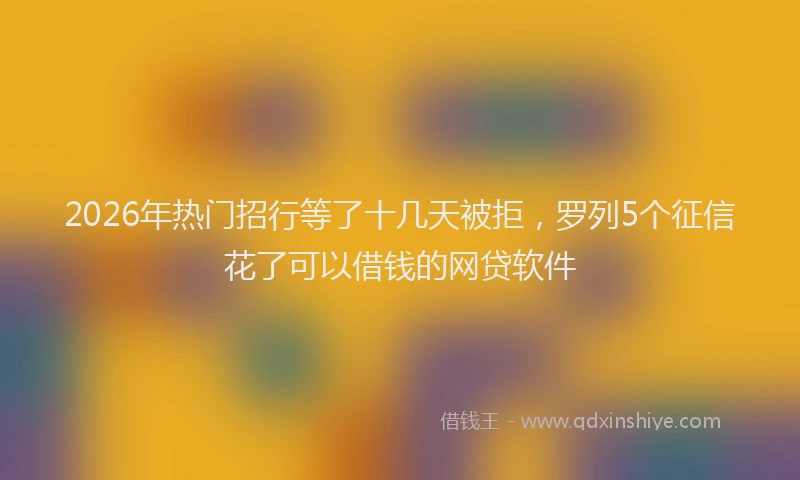 2026年热门招行等了十几天被拒，罗列5个征信花了可以借钱的网贷软件