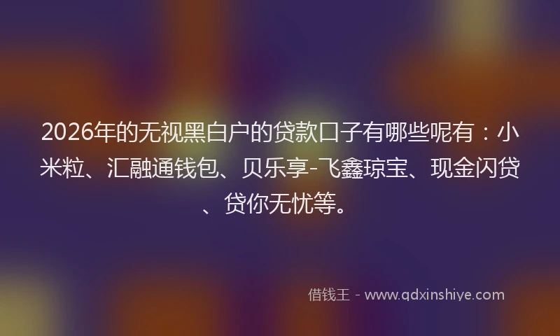 2026年的无视黑白户的贷款口子有哪些呢有：小米粒、汇融通钱包、贝乐享-飞鑫琼宝、现金闪贷、贷你无忧等。