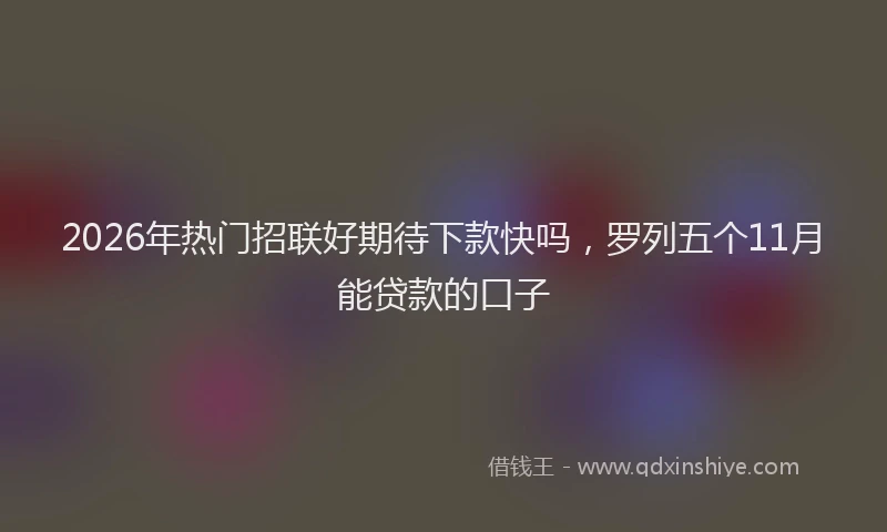 2026年热门招联好期待下款快吗，罗列五个11月能贷款的口子