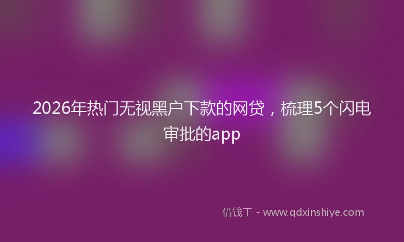 2026年热门无视黑户下款的网贷，梳理5个闪电审批的app