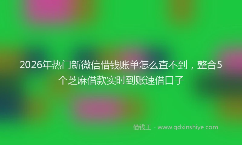 2026年热门新微信借钱账单怎么查不到，整合5个芝麻借款实时到账速借口子