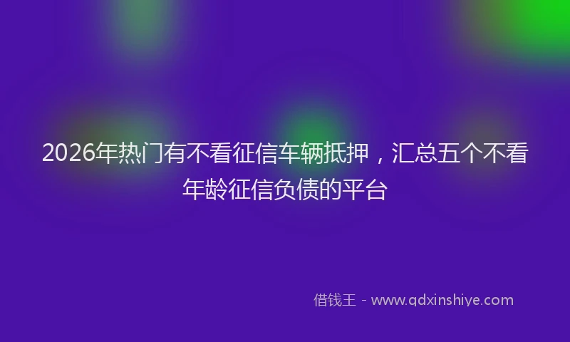 2026年热门有不看征信车辆抵押，汇总五个不看年龄征信负债的平台