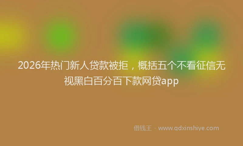 2026年热门新人贷款被拒，概括五个不看征信无视黑白百分百下款网贷app