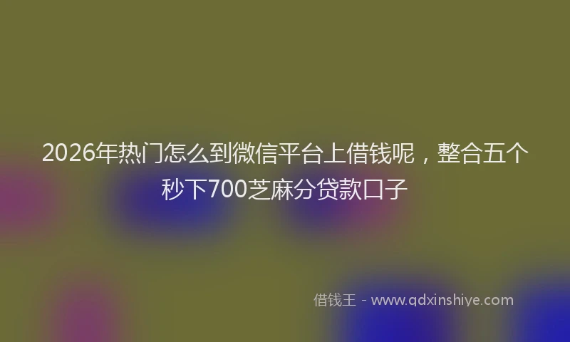 2026年热门怎么到微信平台上借钱呢，整合五个秒下700芝麻分贷款口子