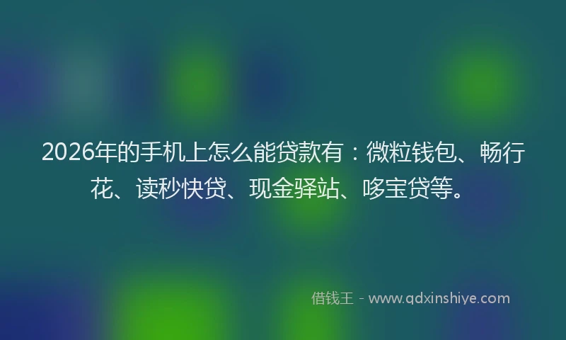 2026年的手机上怎么能贷款有：微粒钱包、畅行花、读秒快贷、现金驿站、哆宝贷等。