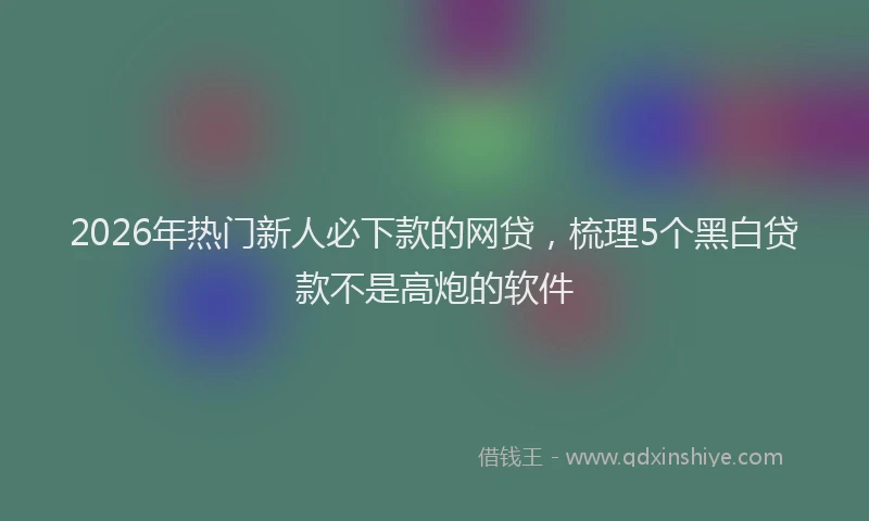 2026年热门新人必下款的网贷，梳理5个黑白贷款不是高炮的软件