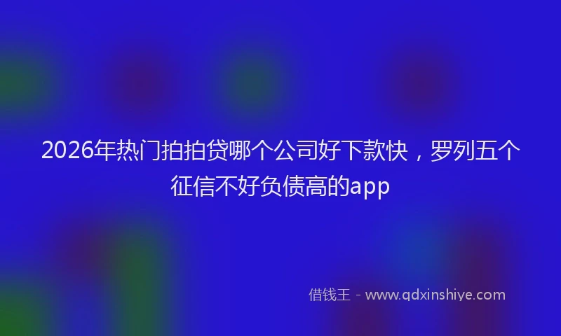 2026年热门拍拍贷哪个公司好下款快，罗列五个征信不好负债高的app