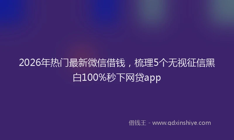 2026年热门最新微信借钱,梳理5个无视征信黑白100%秒下网贷app