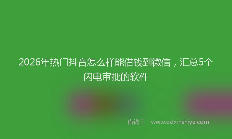 2026年热门抖音怎么样能借钱到微信，汇总5个闪电审批的软件