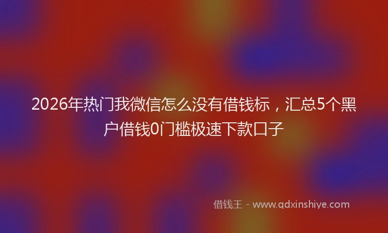 2026年热门我微信怎么没有借钱标，汇总5个黑户借钱0门槛极速下款口子