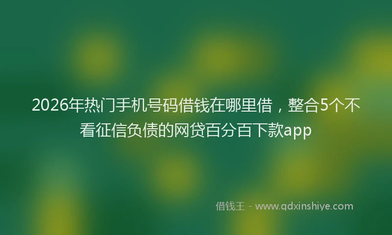 2026年热门手机号码借钱在哪里借，整合5个不看征信负债的网贷百分百下款app