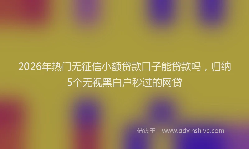 2026年热门无征信小额贷款口子能贷款吗，归纳5个无视黑白户秒过的网贷