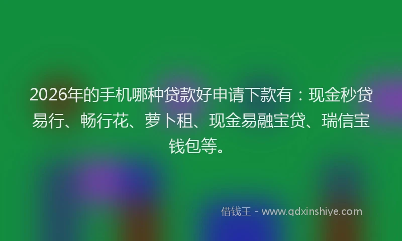 2026年的手机哪种贷款好申请下款有：现金秒贷易行、畅行花、萝卜租、现金易融宝贷、瑞信宝钱包等。