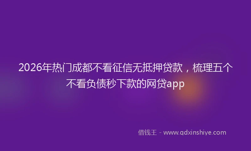 2026年热门成都不看征信无抵押贷款,梳理五个不看负债秒下款的网贷app