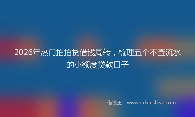 2026年热门拍拍贷借钱周转，梳理五个不查流水的小额度贷款口子
