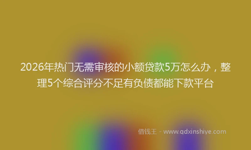 2026年热门无需审核的小额贷款5万怎么办，整理5个综合评分不足有负债都能下款平台