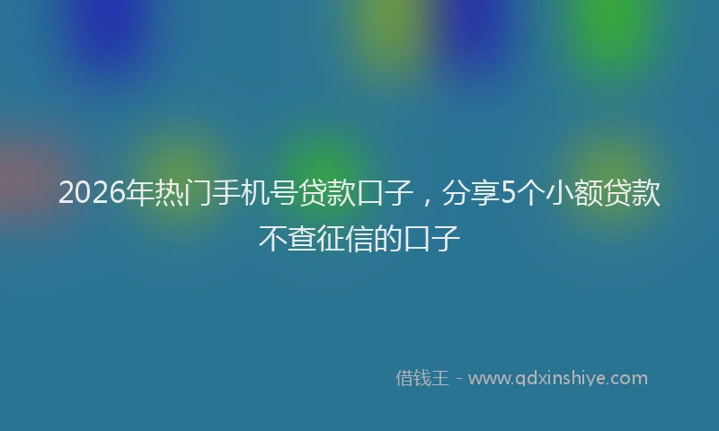 2026年热门手机号贷款口子，分享5个小额贷款不查征信的口子