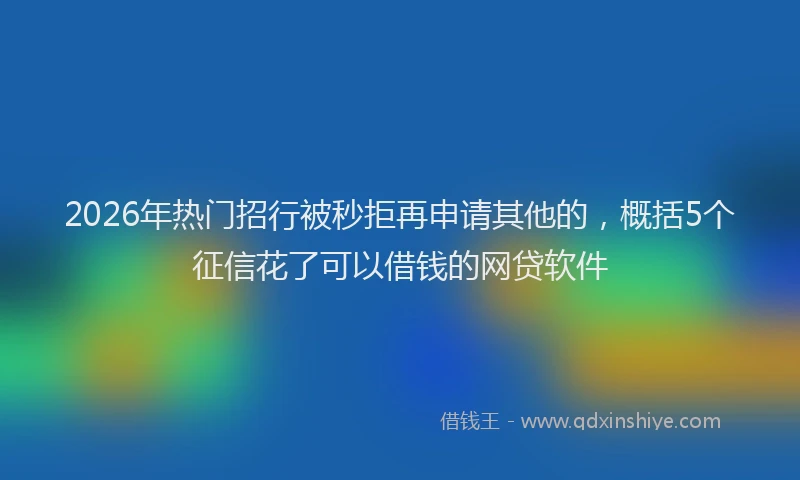 2026年热门招行被秒拒再申请其他的，概括5个征信花了可以借钱的网贷软件