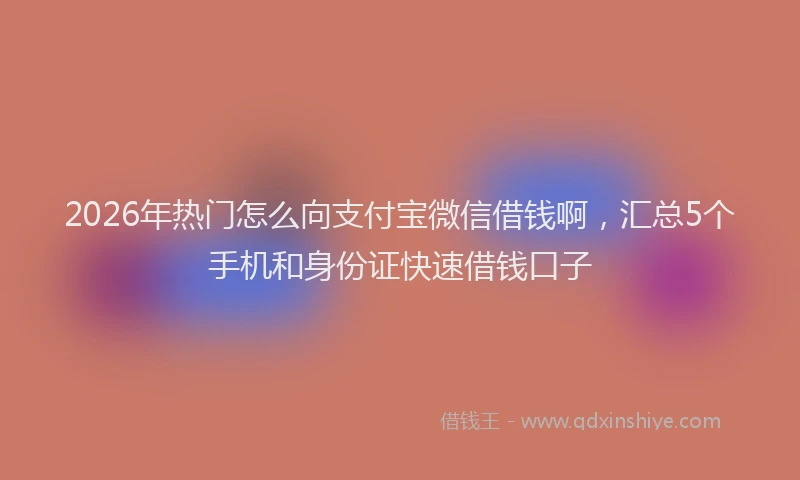 2026年热门怎么向支付宝微信借钱啊，汇总5个手机和身份证快速借钱口子