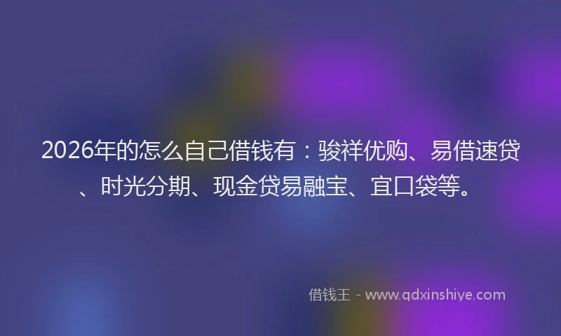 2026年的怎么自己借钱有：骏祥优购、易借速贷、时光分期、现金贷易融宝、宜口袋等。