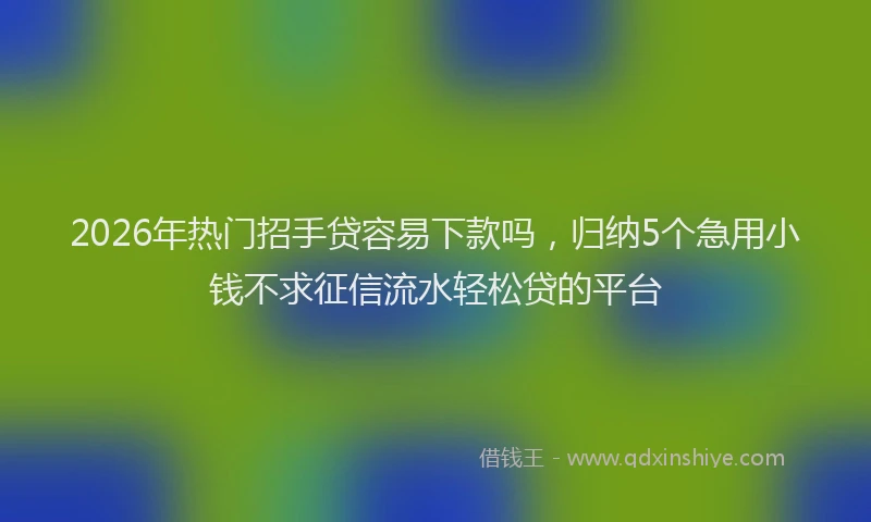 2026年热门招手贷容易下款吗，归纳5个急用小钱不求征信流水轻松贷的平台