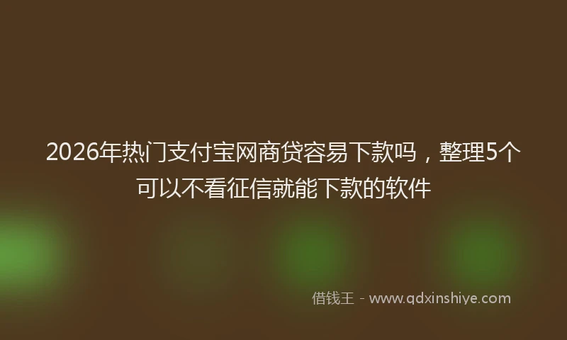 2026年热门支付宝网商贷容易下款吗，整理5个可以不看征信就能下款的软件