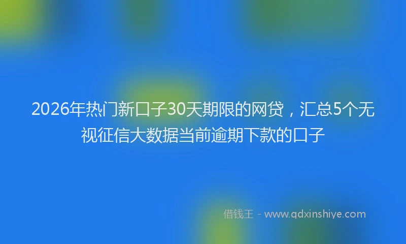 2026年热门新口子30天期限的网贷，汇总5个无视征信大数据当前逾期下款的口子