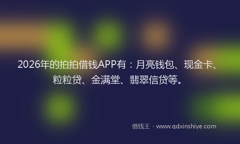 2026年的拍拍借钱APP有:月亮钱包、现金卡、粒粒贷、金满堂、翡翠信贷等。