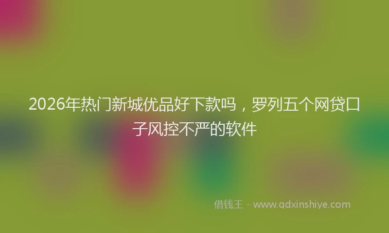 2026年热门新城优品好下款吗，罗列五个网贷口子风控不严的软件