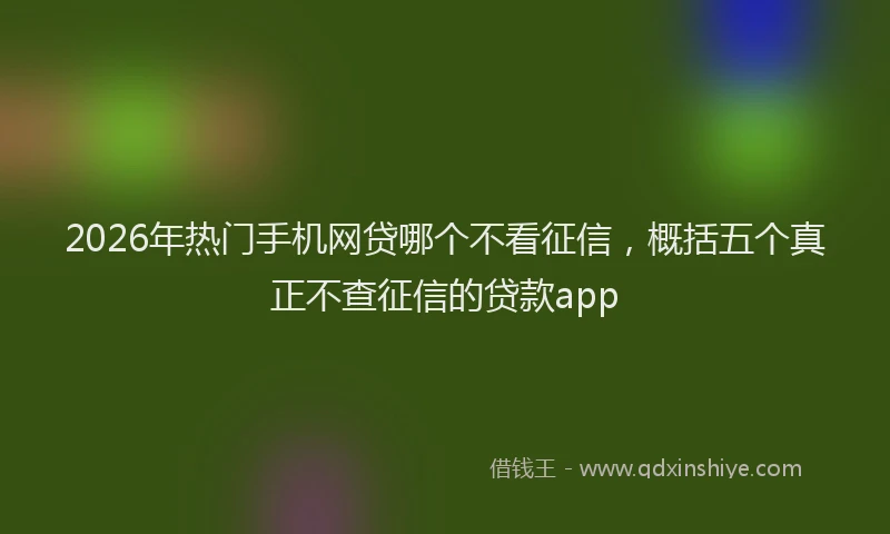 2026年热门手机网贷哪个不看征信，概括五个真正不查征信的贷款app