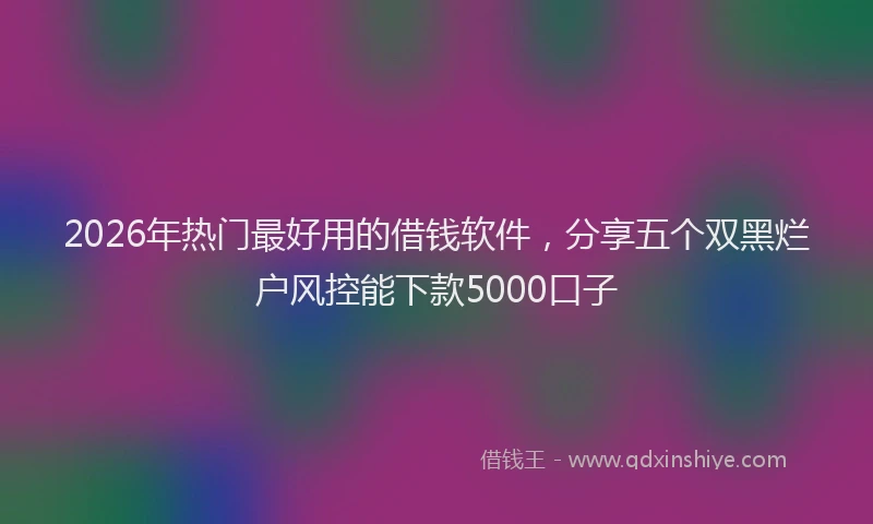 2026年热门最好用的借钱软件，分享五个双黑烂户风控能下款5000口子