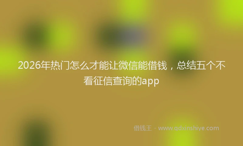 2026年热门怎么才能让微信能借钱，总结五个不看征信查询的app