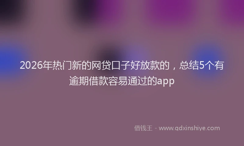 2026年热门新的网贷口子好放款的，总结5个有逾期借款容易通过的app
