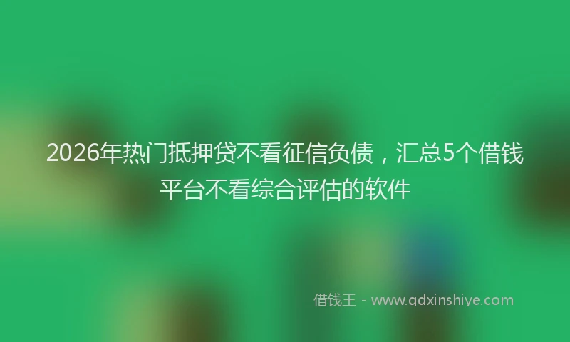 2026年热门抵押贷不看征信负债，汇总5个借钱平台不看综合评估的软件