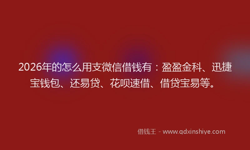 2026年的怎么用支微信借钱有：盈盈金科、迅捷宝钱包、还易贷、花呗速借、借贷宝易等。