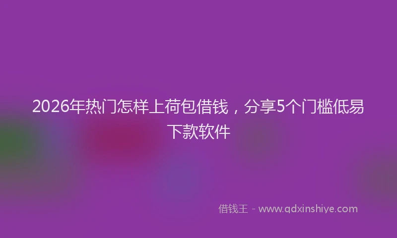 2026年热门怎样上荷包借钱，分享5个门槛低易下款软件