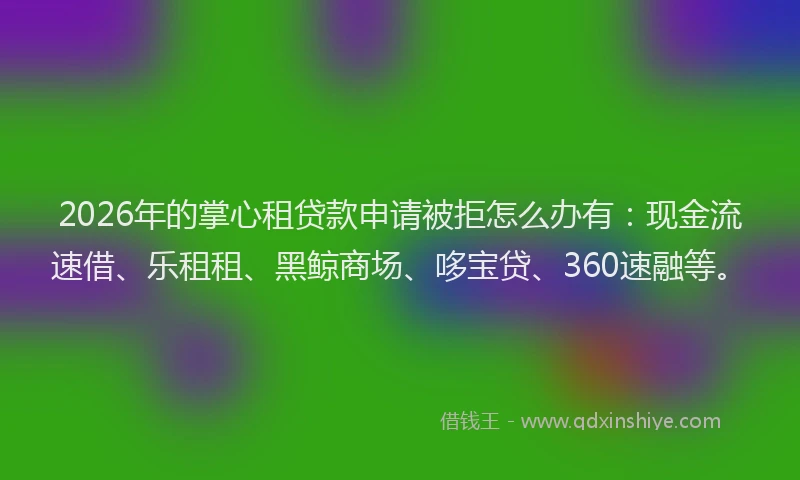 2026年的掌心租贷款申请被拒怎么办有：现金流速借、乐租租、黑鲸商场、哆宝贷、360速融等。