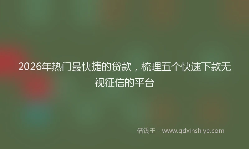 2026年热门最快捷的贷款，梳理五个快速下款无视征信的平台