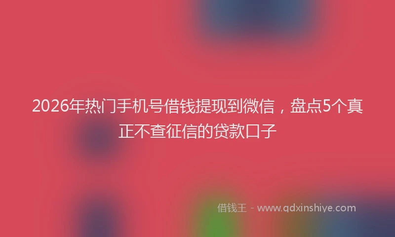 2026年热门手机号借钱提现到微信，盘点5个真正不查征信的贷款口子