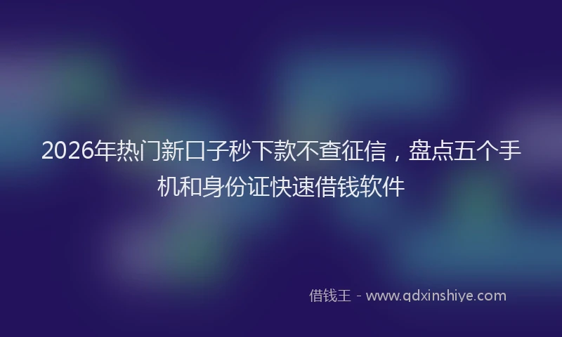 2026年热门新口子秒下款不查征信，盘点五个手机和身份证快速借钱软件