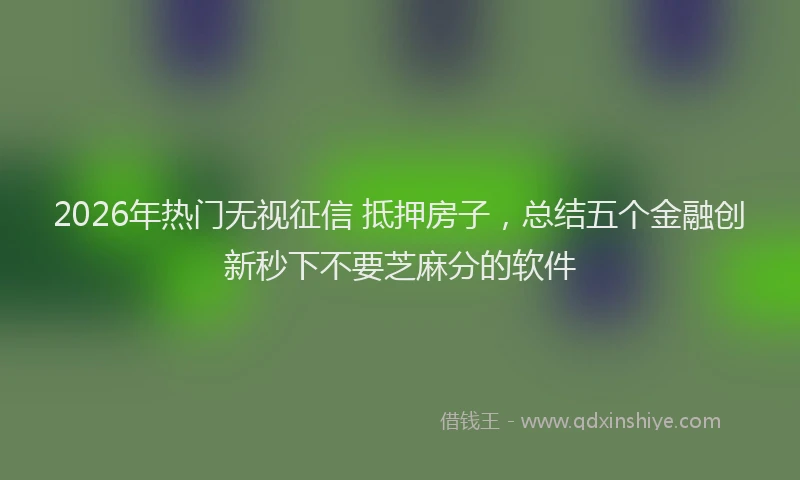 2026年热门无视征信 抵押房子，总结五个金融创新秒下不要芝麻分的软件