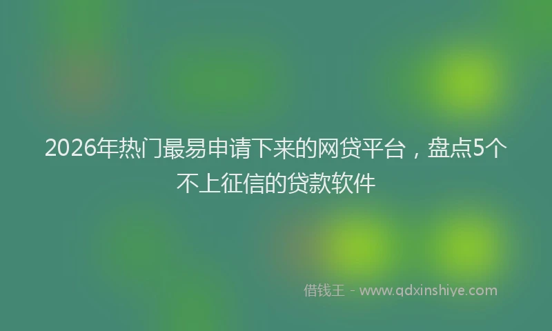 2026年热门最易申请下来的网贷平台,盘点5个不上征信的贷款软件