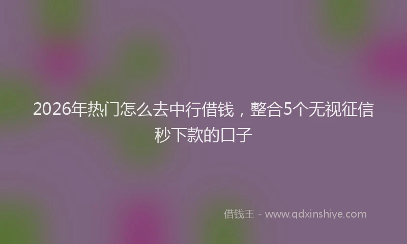 2026年热门怎么去中行借钱，整合5个无视征信秒下款的口子