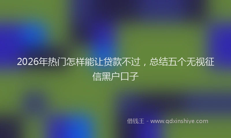 2026年热门怎样能让贷款不过，总结五个无视征信黑户口子