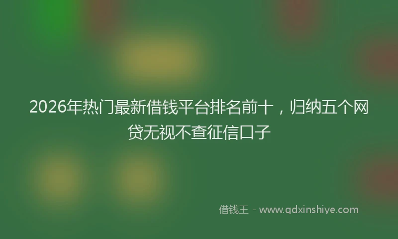 2026年热门最新借钱平台排名前十，归纳五个网贷无视不查征信口子