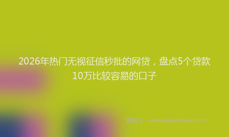 2026年热门无视征信秒批的网贷，盘点5个贷款10万比较容易的口子